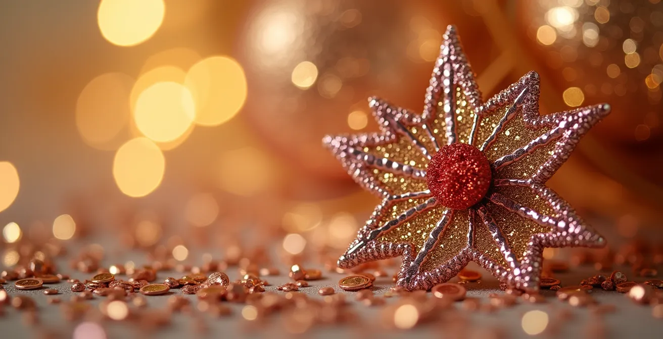 Gros plan sur des accessoires festifs EVJF avec textures dorées et roses